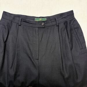 Embassy Row Pure Wool High Rise Pleated Trouser Pants Navy Womens Size 16